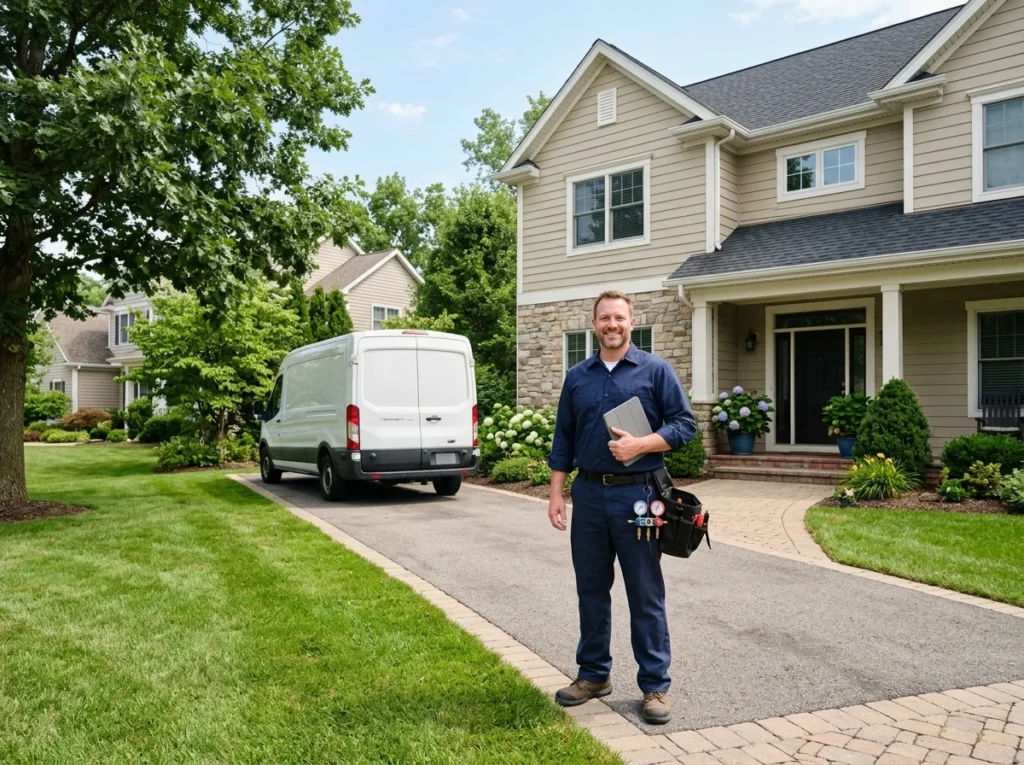 A Homefront technician outside a customer's home